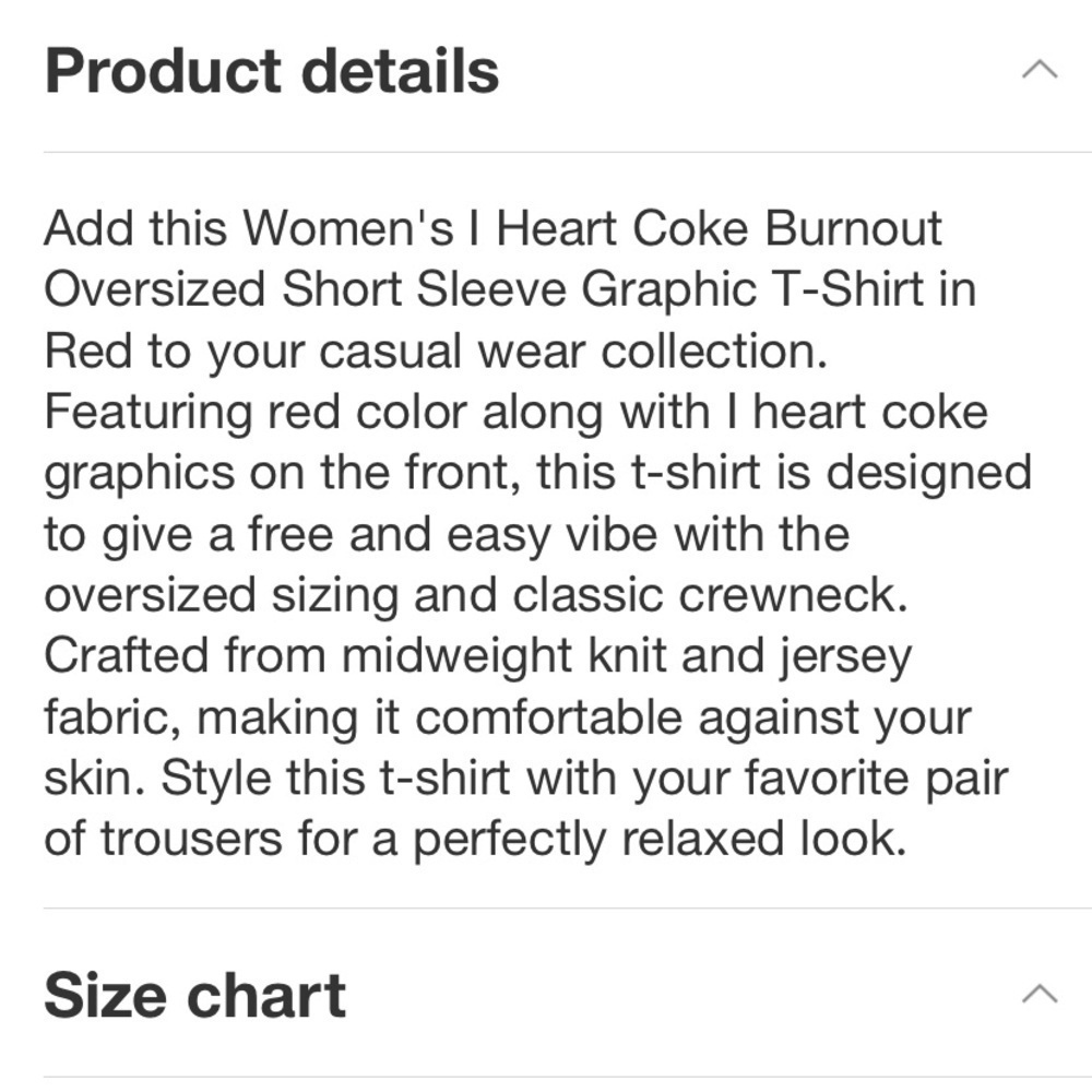 Women's I Heart Coke Burnout Oversized
Short Sleeve Graphic T-Shirt - Red new - Picture 4 of 5